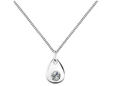 Sterling Silver Pendant April      Birthstone 4mm Clear Crystal - Standard Image - 2