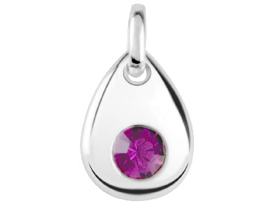 Sterling Silver Pendant June       Birthstone 4mm Light Amethyst      Crystal