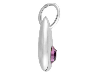 Sterling Silver Pendant June       Birthstone 4mm Light Amethyst      Crystal - Standard Image - 3