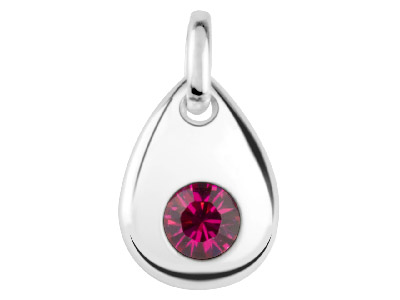 Sterling Silver Pendant July       Birthstone 4mm Ruby Crystal - Standard Image - 1