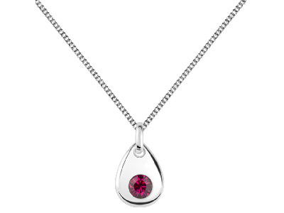 Sterling Silver Pendant July       Birthstone 4mm Ruby Crystal - Standard Image - 2