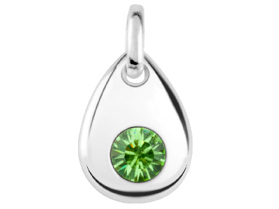 Sterling Silver Pendant August     Birthstone 4mm Peridot Crystal