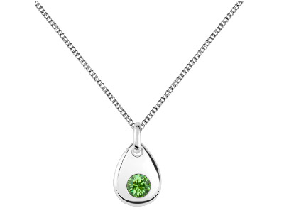 Sterling Silver Pendant August     Birthstone 4mm Peridot Crystal - Standard Image - 2