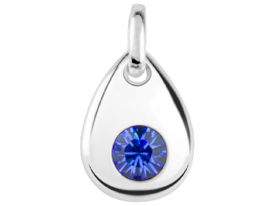 Sterling Silver Pendant September  Birthstone 4mm Sapphire Crystal - Standard Image - 1