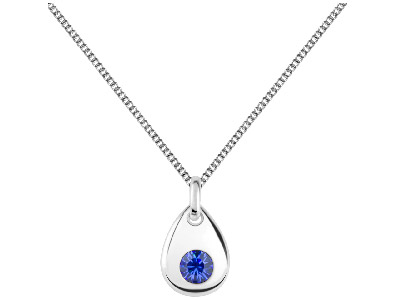 Sterling Silver Pendant September  Birthstone 4mm Sapphire Crystal - Standard Image - 2