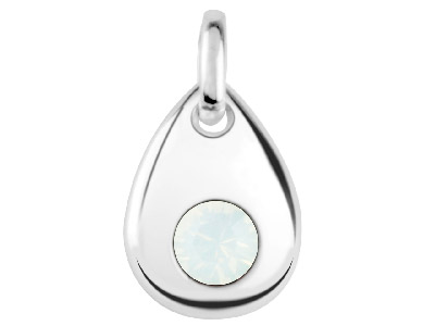 Sterling Silver Pendant October    Birthstone 4mm White Opal Crystal - Standard Image - 1