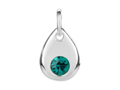 Sterling Silver Pendant December   Birthstone 4mm Blue Zircon Crystal