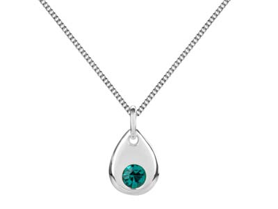 Sterling Silver Pendant December   Birthstone 4mm Blue Zircon Crystal - Standard Image - 2