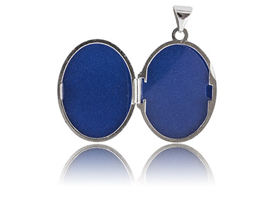 Sterling Silver Locket 21mm        Filigree Oval Set With 0.005ct     Diamond - Standard Image - 3