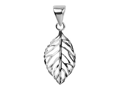 Sterling Silver Pendant Diamond Cut Leaf Design - Standard Image - 1