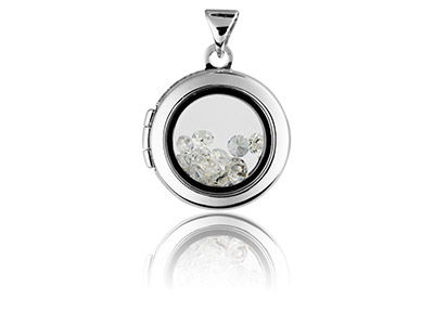 Sterling Silver Locket 16mm Window Round Design For Holding Precious  Items - Standard Image - 2