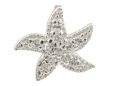 Sterling Silver Starfish Pendant   Set With Cubic Zirconia - Standard Image - 1