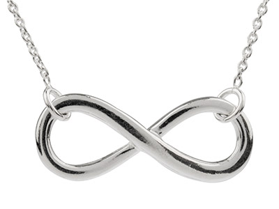 Sterling Silver Plain Infinity     Necklet And 16-1840-45cm Chain