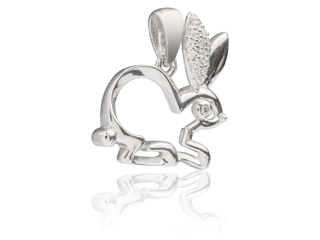 Sterling Silver Rabbit Pendant Set With Cubic Zirconia - cooksongold.com