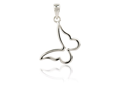 Sterling Silver Butterfly Outline  Pendant
