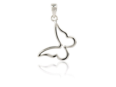 Sterling Silver Butterfly Outline  Pendant - Standard Image - 1