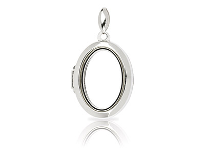 Sterling Silver Oval Window Locket  For Holding Precious Items, 21x16mm - Standard Image - 1