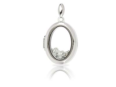 Sterling Silver Oval Window Locket  For Holding Precious Items, 21x16mm - Standard Image - 3