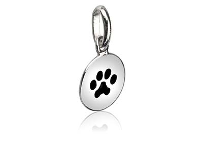 Sterling Silver Round Paw Print    Pendant - Standard Image - 2