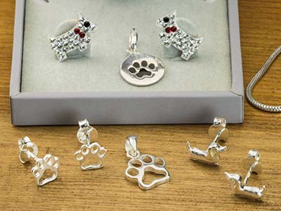 Sterling Silver Round Paw Print    Pendant - Standard Image - 3