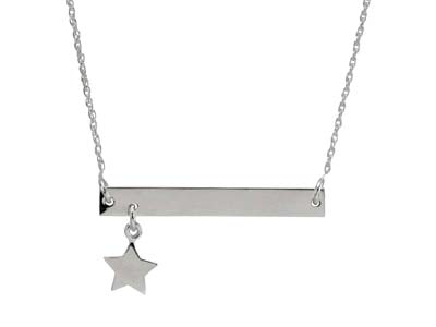 Sterling Silver Bar Design Necklet With Star Drop