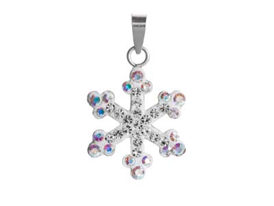 Sterling Silver Snowflake With     Crystal Pendant