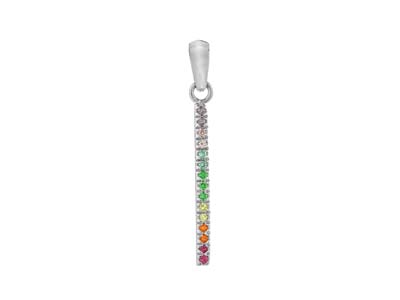 Sterling Silver Vertical Bar Design Pendant With Multicolour            Cubic Zirconia