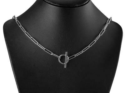 Sterling Silver Large Link Chain   Design T-bar Necklet 18