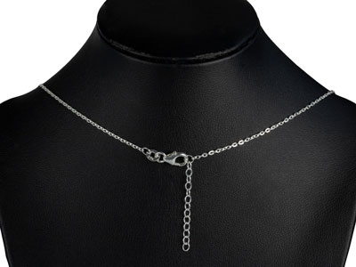 Sterling Silver Horizontal Large   Link Stone Set Necklet 18