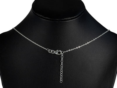 Sterling Silver Vertical Large Link Stone Set Necklet 18