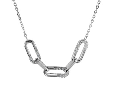 Sterling Silver Mixed Large Link   Stone Set Necklet 1845cm