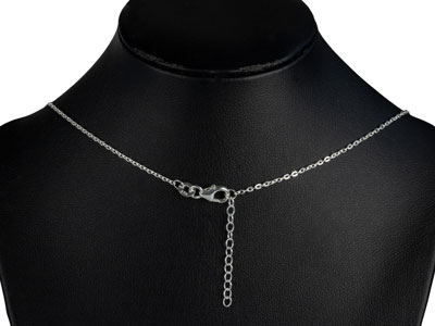 Sterling Silver Mixed Large Link   Stone Set Necklet 18