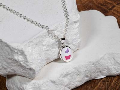 Sterling Silver Double Heart       Rainbow Pendant - Standard Image - 3