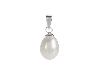Sterling Silver                    Fresh Water Cultured Pearls Drop   Pendant - Standard Image - 1