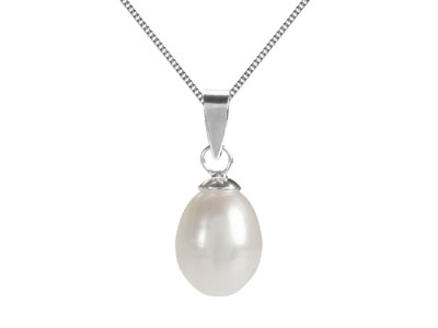 Sterling Silver                    Fresh Water Cultured Pearls Drop   Pendant - Standard Image - 2