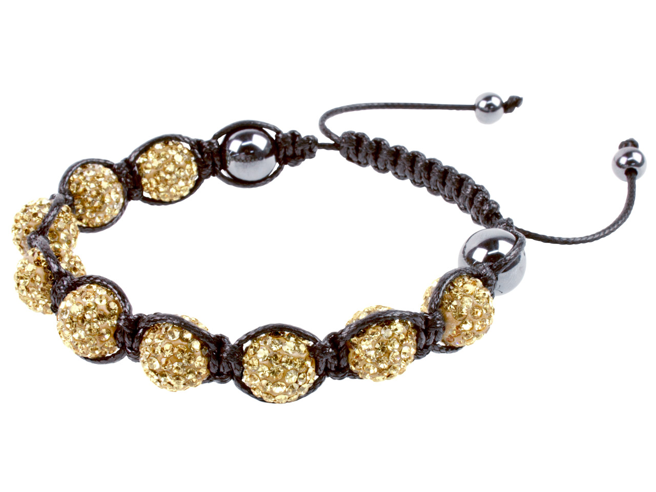 Shamballa Bracelet Gold Crystal Glitter Ball And Hemae Shamballa Bracelet Gold Crystal Glitter Ball And Hemae