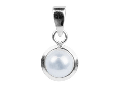 Sterling Silver Pendant White      Fresh Water Button Pearl - Standard Image - 1