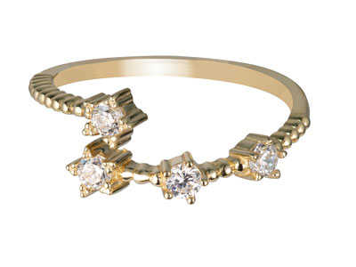 9ct Yellow Gold Cubic Zirconia     Celestial Star Adjustable Ring     Hallmarked - Standard Image - 1