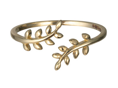 9ct Yellow Gold Vine Leaf          Adjustable Ring Hallmarked