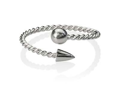 Sterling Silver Rope Design        Adjustable Ring - Standard Image - 1