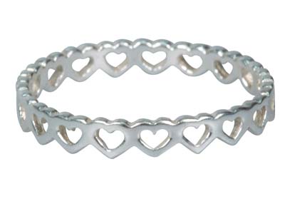 Sterling Silver Heart Outline Full Ring Size N