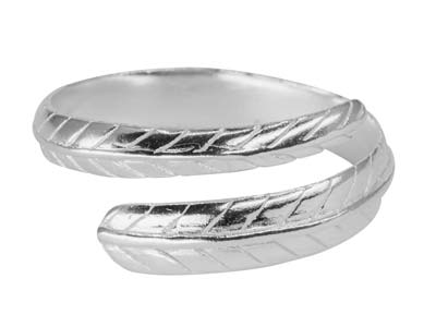 Sterling Silver Feather Design     Adjustable Ring