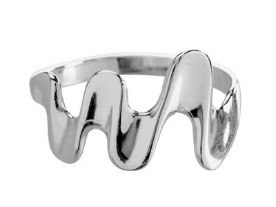 Sterling Silver Wave Curve Ring,   Size O