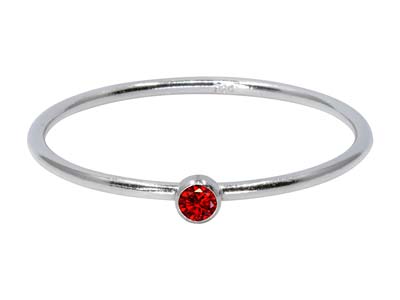 Sterling Silver January Birthstone Stacking Ring 2mm Garnet           Cubic Zirconia - Standard Image - 1