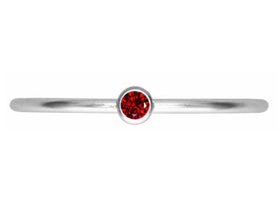 Sterling Silver January Birthstone Stacking Ring 2mm Garnet           Cubic Zirconia - Standard Image - 2