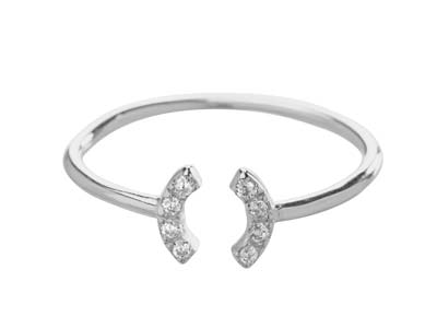 Sterling Silver Arc Design         Adjustable Ring With White         Cubic Zirconia