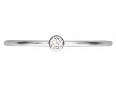 Sterling Silver April Birthstone   Stacking Ring 2mm White            Cubic Zirconia - Standard Image - 2