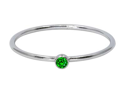Sterling Silver May Birthstone     Stacking Ring 2mm Green            Cubic Zirconia