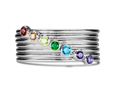 Silver stackable online birthstone rings