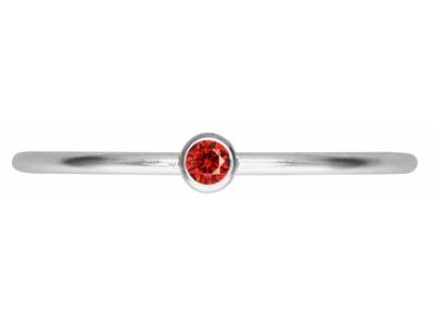 Sterling Silver July Birthstone    Stacking Ring 2mm Ruby             Cubic Zirconia - Standard Image - 2